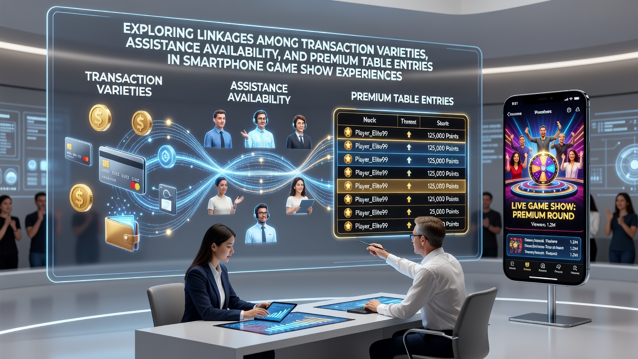 Smartphone displaying game show interface with transaction options and support chat overlay
