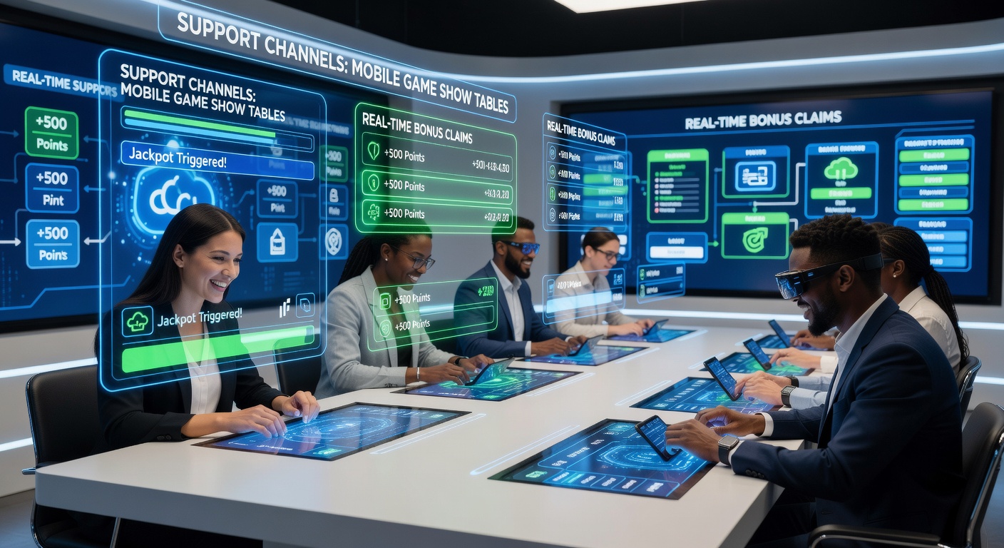 Support agent dashboard displaying real-time bonus claim queues alongside live game show feeds